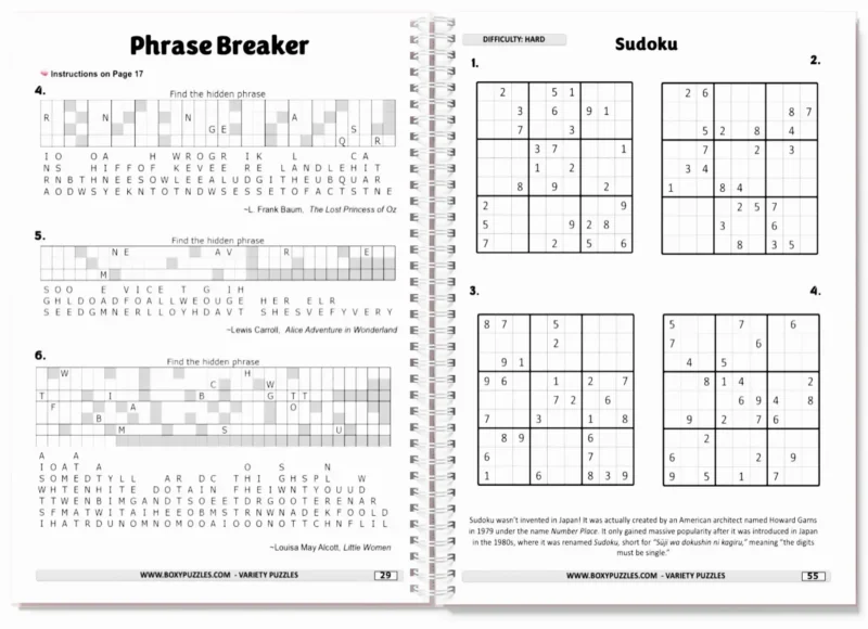 Spiral mockup inside pages sudoku breaker BoxyPuzzles Monthly Puzzle Box