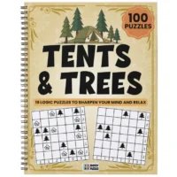 Tents and Trees Puzzle Book – 100 Large Print Logic Puzzles | Spiral Bound & Digital Download