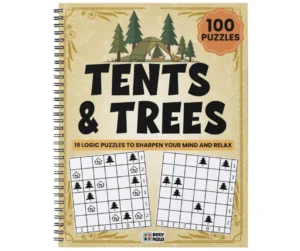 Tents and Trees Puzzle Book – 100 Large Print Logic Puzzles | Spiral Bound & Digital Download