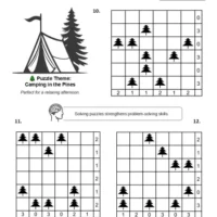 tents and trees sample puzzle page 1 (1) Tents and Trees Puzzle Book – 100 Large Print Logic Puzzles | Spiral Bound & Digital Download