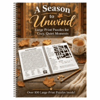 Web graphic A season to unwind A Season to Unwind – 100+ Large Print Variety Puzzles for Adults & Seniors